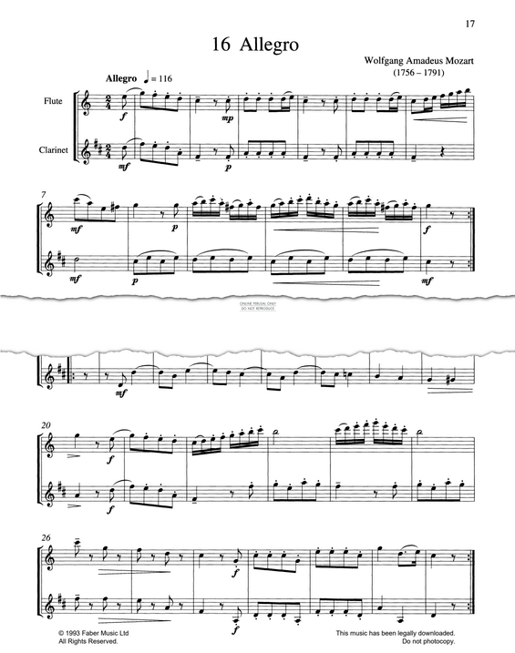 Product gallery: Page 1 of 1 Allegro, Wolfgang Amadeus Mozart