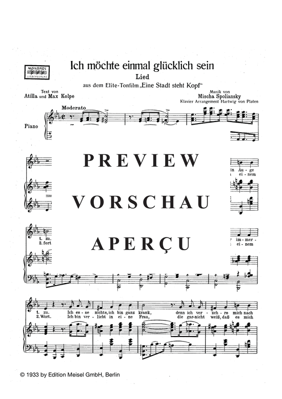 Produktgalerie: Seite 3 von 3 Ich möchte einmal glücklich sein, , Klavier und Gesang