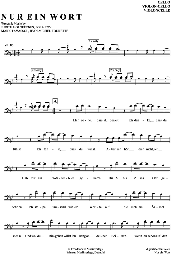 Produktgalerie: Seite 1 von 4 Nur ein Wort , Wir sind Helden, (Violon-Cello)