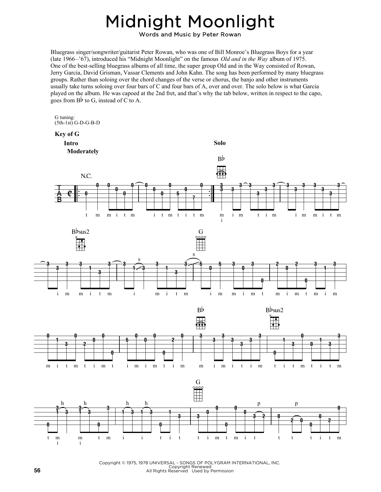 Product gallery: Page 1 of 1 Midnight Moonlight (arr. Fred Sokolow), Peter Rowan