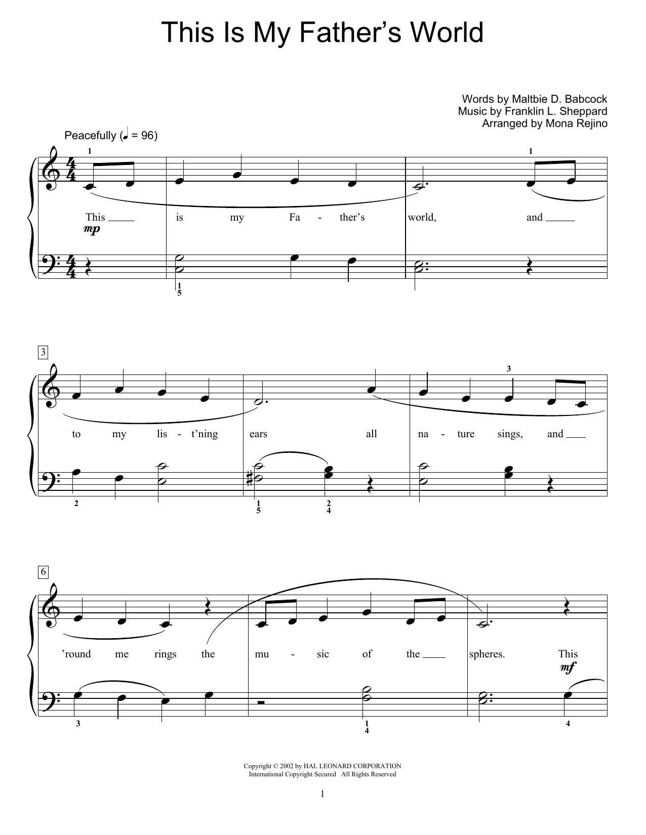 Product picture to: This Is My Father's World (arr. Mona Rejino)