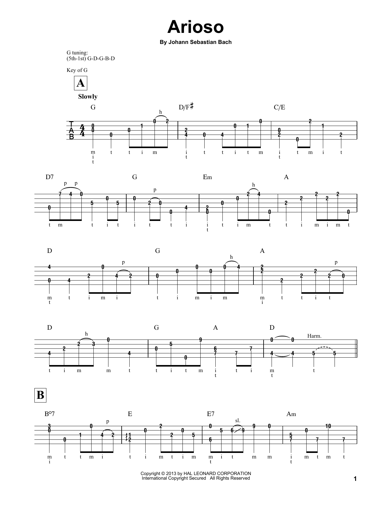 Produktgalerie: Seite 1 von 1 Arioso (arr. Mark Phillips), Johann Sebastian Bach, Banjo