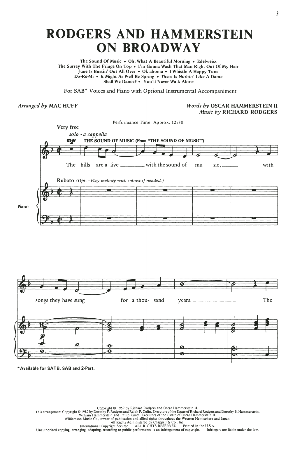 Produktbild zu: Rodgers and Hammerstein On Broadway (Medley) (arr. Mac Huff)