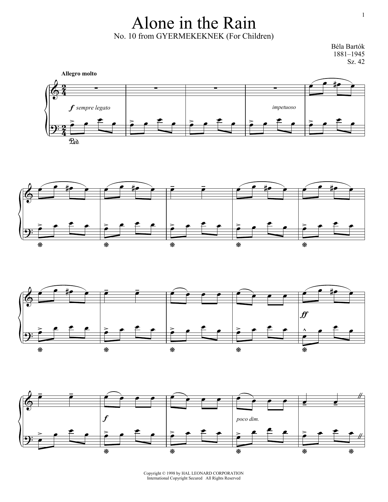 Product gallery: Page 1 of 1 Alone In The Rain, Béla Bartók