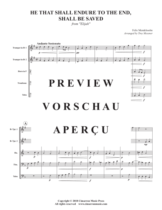 Produktgalerie: Seite 3 von 9 He That Shall Endure to the End, Shall be Saved , , (Blechbläser Quintett)