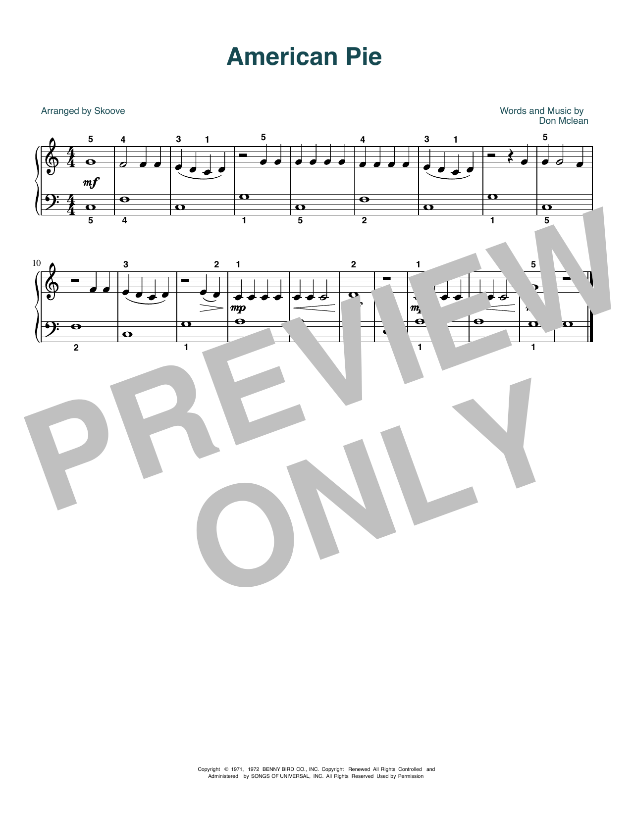 Product picture to: American Pie (arr. Skoove)