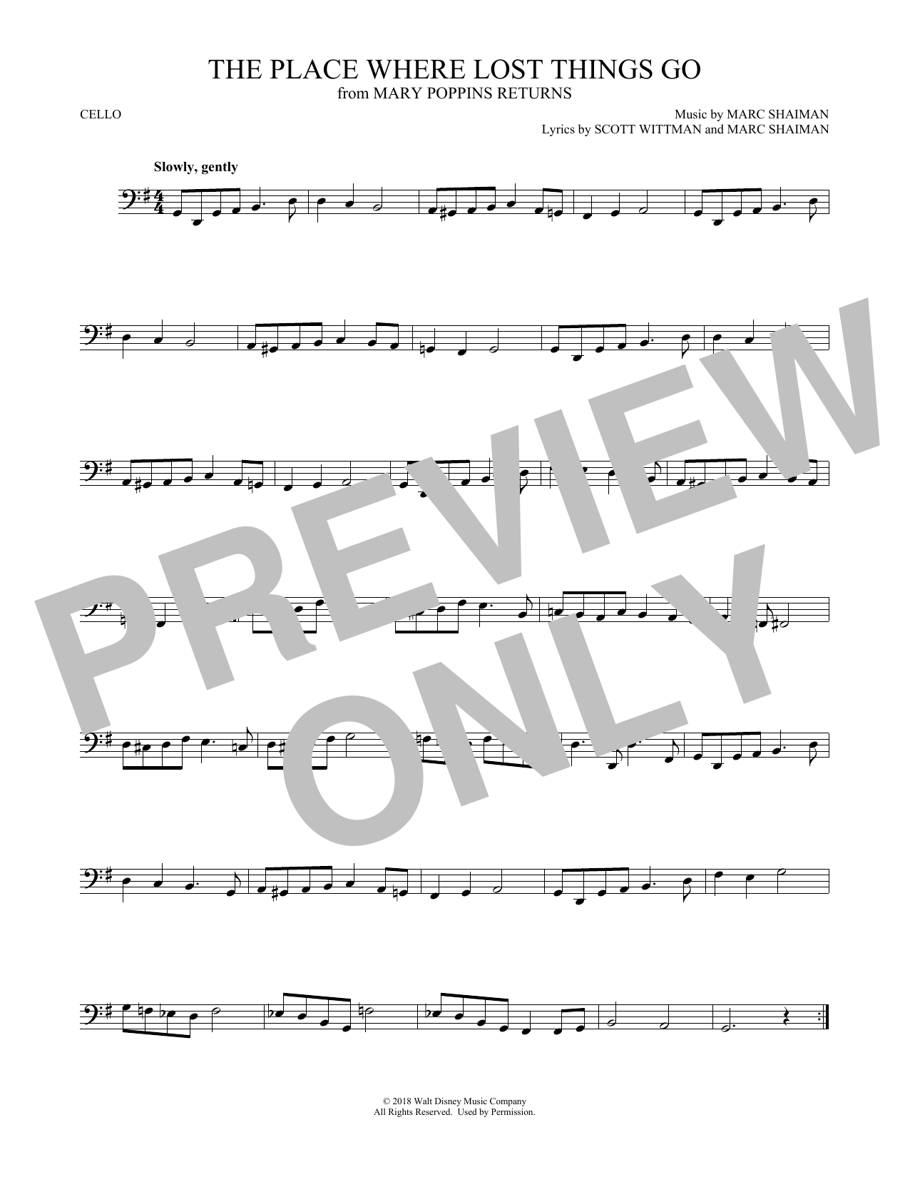 Produktgalerie: Seite 1 von 1 The Place Where Lost Things Go (from Mary Poppins Returns), Emily Blunt, Violoncello