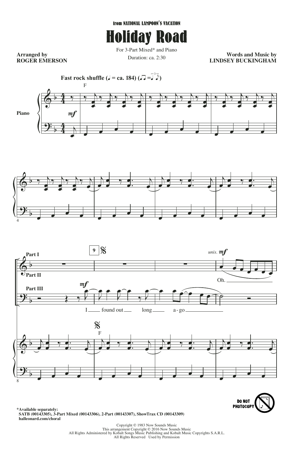 Product picture to: Holiday Road (arr. Roger Emerson)