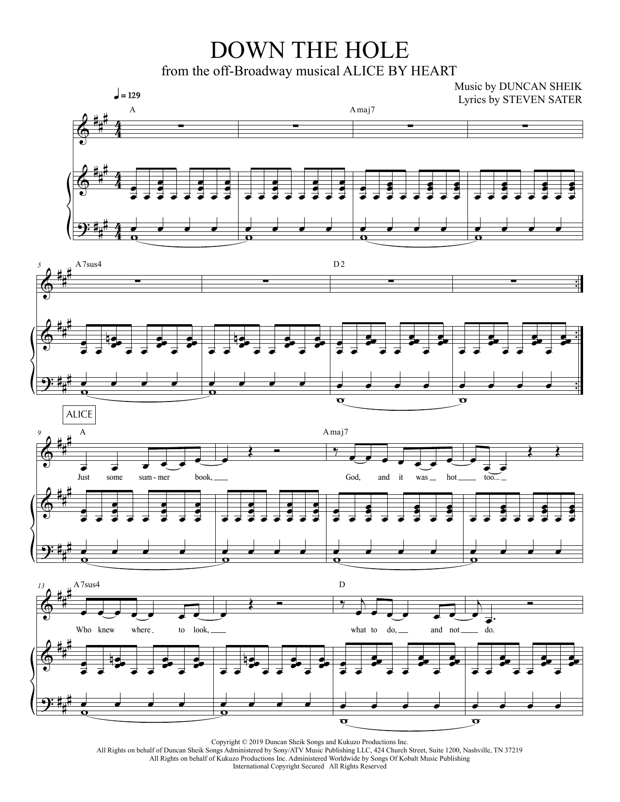 Produktbild zu: Down The Hole (from Alice By Heart)