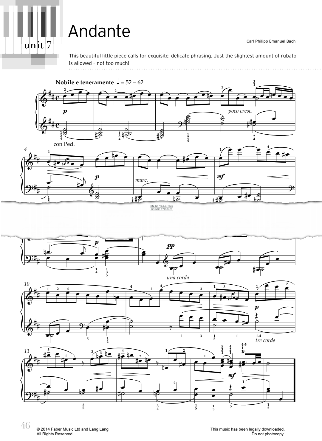 Produktgalerie: Seite 1 von 1 Andante, Carl Philipp Emanuel Bach, Klavier