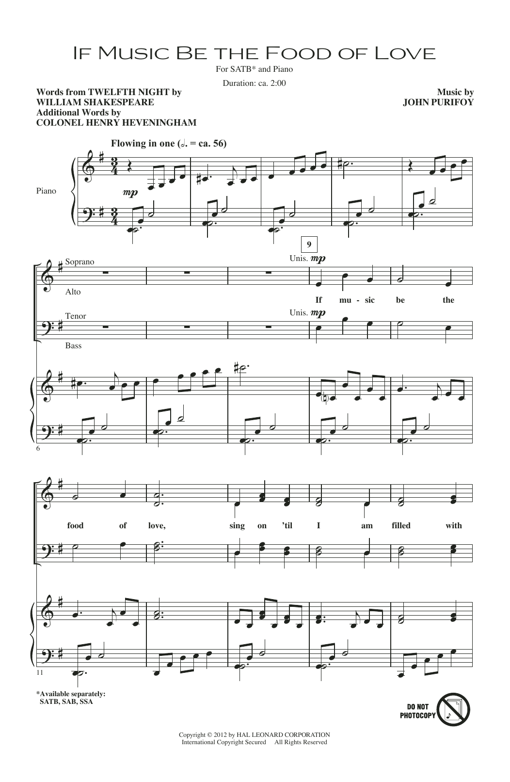 Product picture to: If Music Be The Food Of Love (from Shakespeare's Twelfth Night)