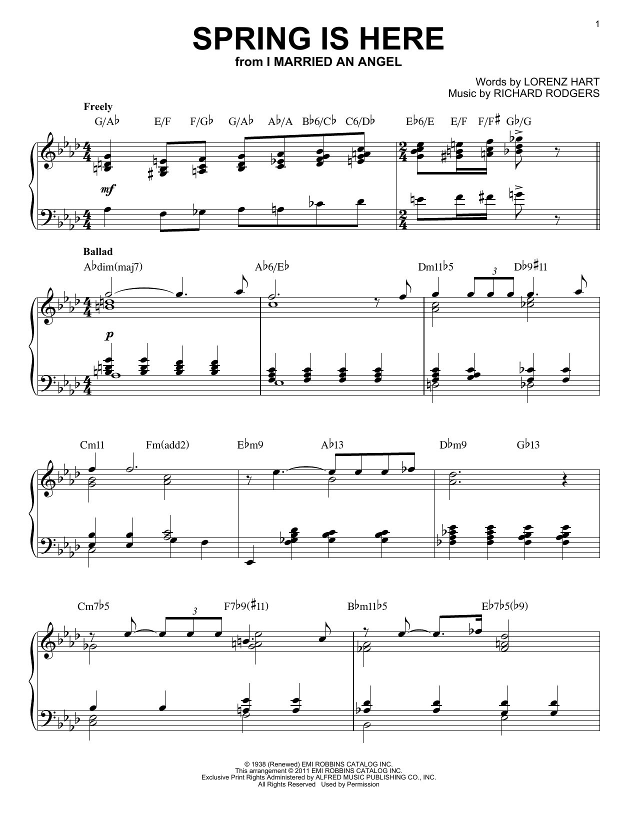 Product gallery: Page 1 of 1 Spring Is Here [Jazz version] (arr. Brent Edstrom), Bill Evans