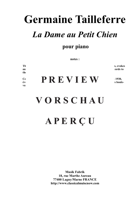 Product gallery: Page 2 of 6 La dame au petit chien , , Piano Solo