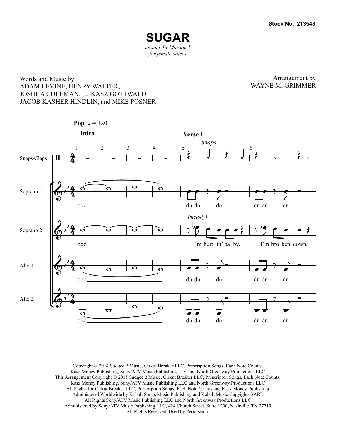 Produktgalerie: Seite 1 von 1 Sugar (arr. Wayne Grimmer), Maroon 5, Chor