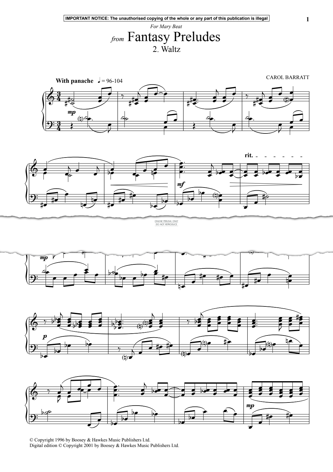 Produktgalerie: Seite 1 von 1 Waltz from Fantasy Preludes, Carol Barratt, Klavier