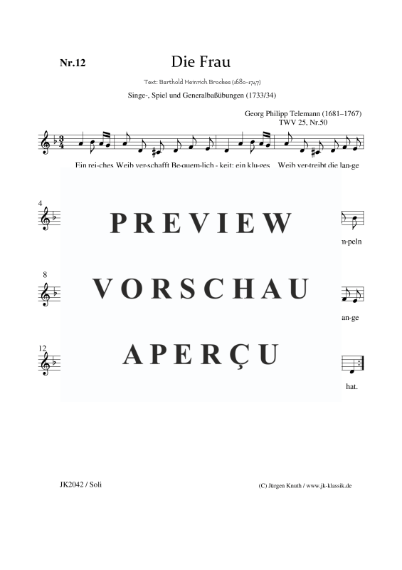 gallery: Die Frau TWV 25, Nr.12, , Gesang + Klavier/Orgel/Cembalo