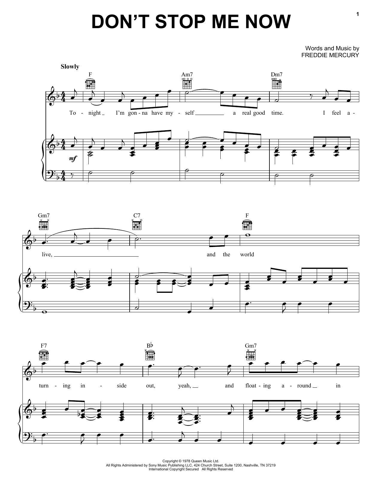 Produktgalerie: Seite 1 von 1 Don't Stop Me Now, Queen, Gesang, Gitarre, Klavier