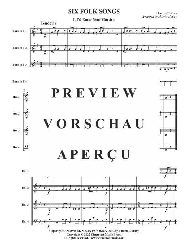 Product gallery: Page 3 of 11 Sechs Volkslieder, , Horn Quartet