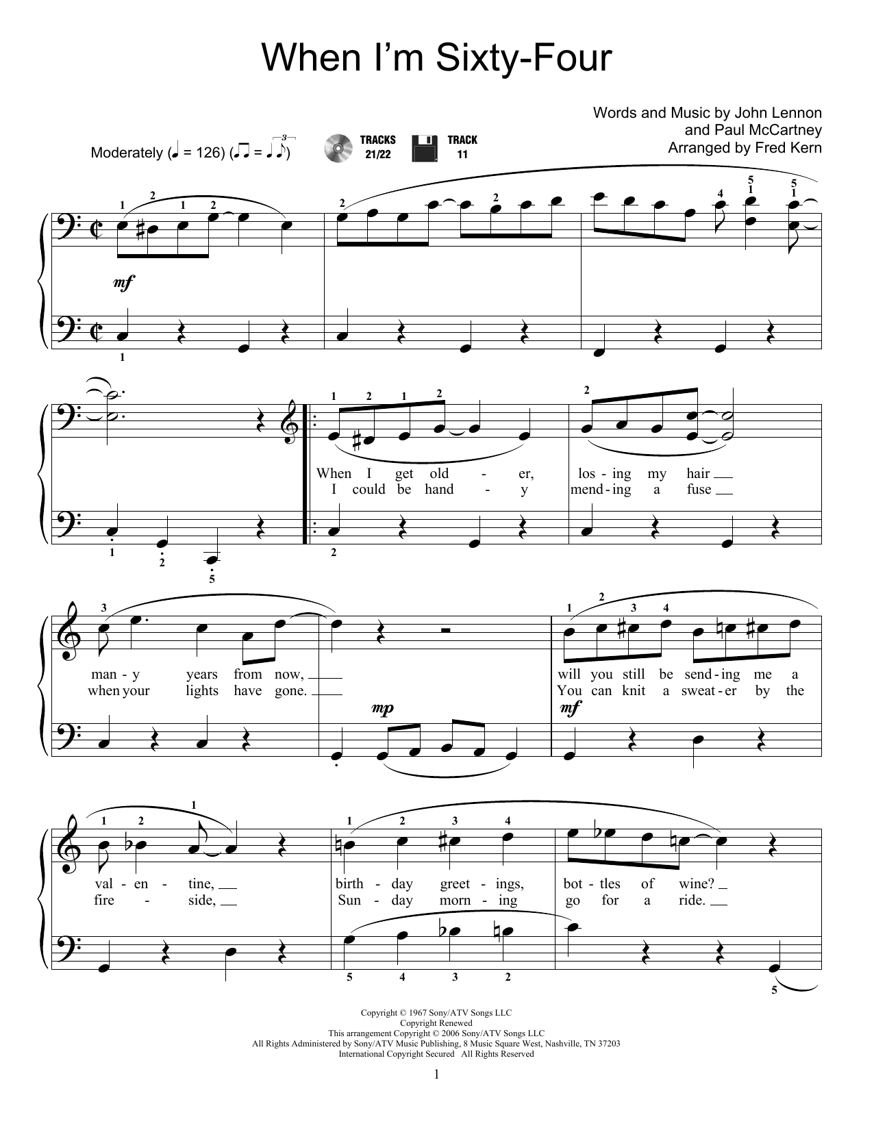 Produktgalerie: Seite 1 von 1 When I'm Sixty-Four (arr. Fred Kern), The Beatles, Klavier