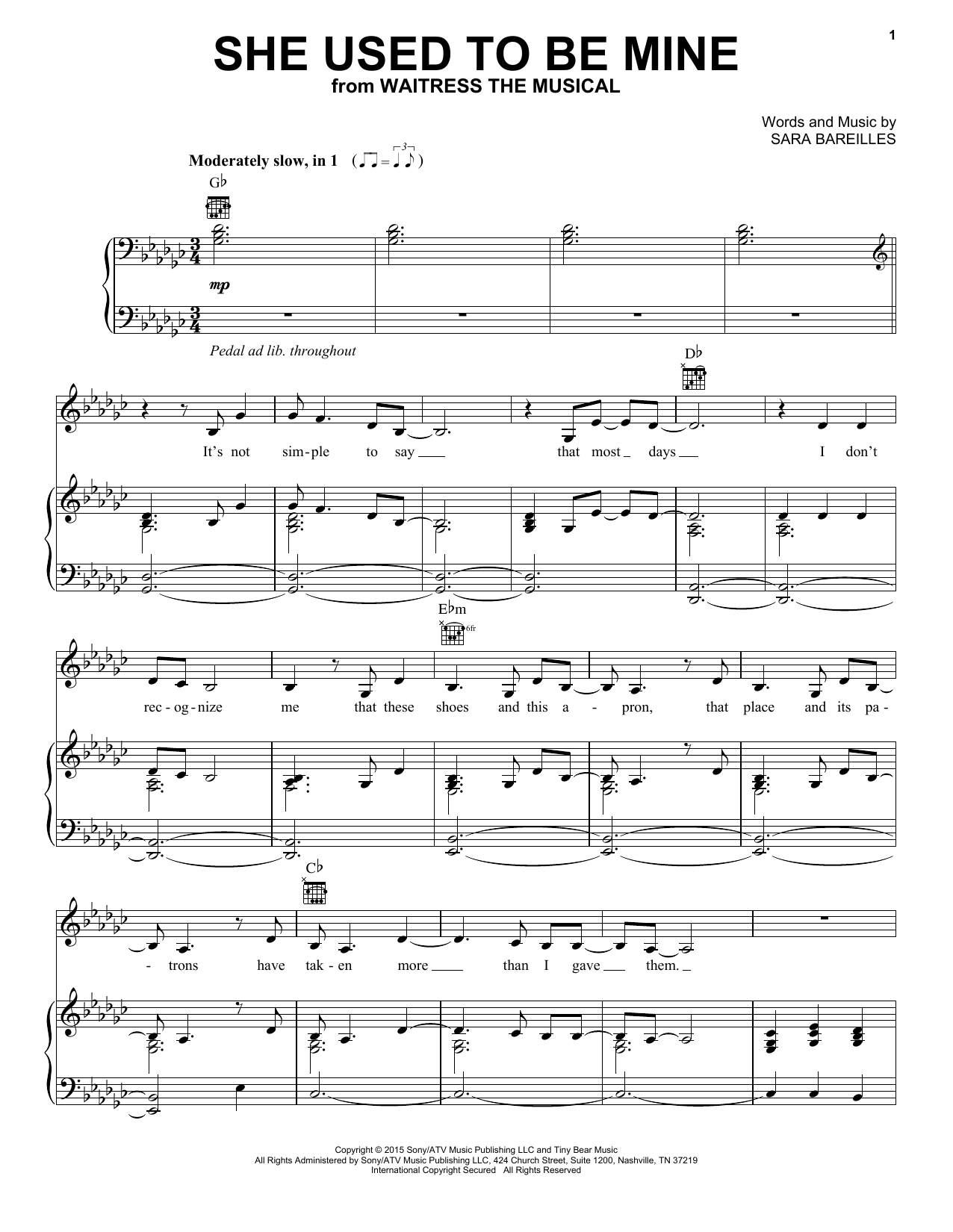 Produktbild zu: She Used To Be Mine (from Waitress The Musical)