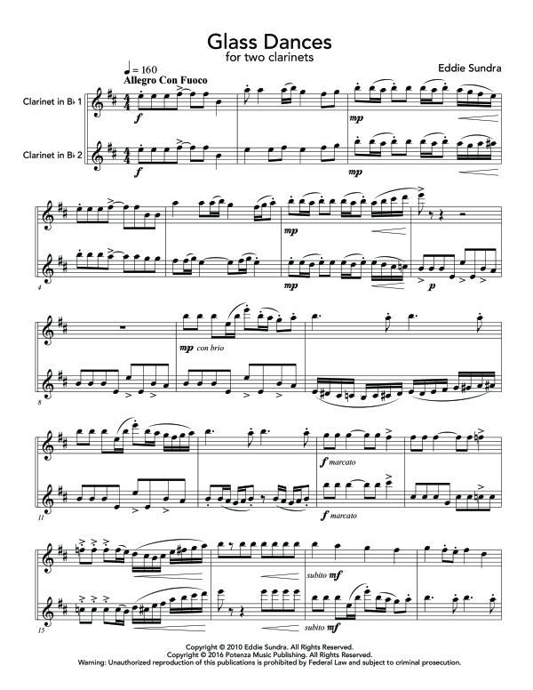 Product gallery: Page 1 of 11 Glass Dances, , (Clarinet duet)