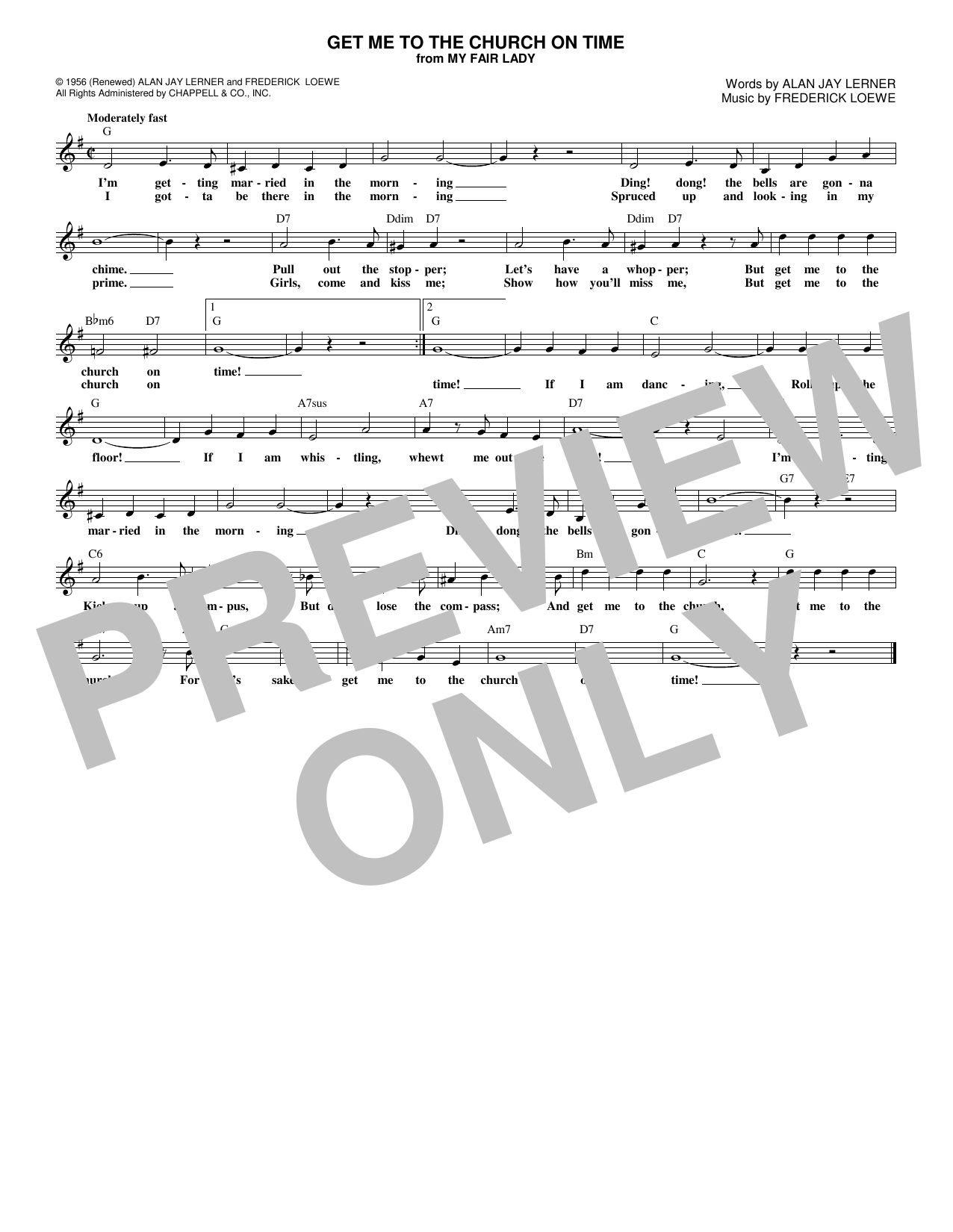 Product gallery: Page 1 of 1 Get Me To The Church On Time, Frederick Loewe