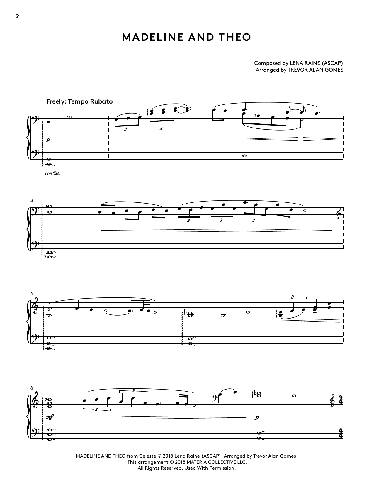 Produktbild zu: Madeline And Theo (from Celeste Piano Collections) (arr. Trevor Alan Gomes)