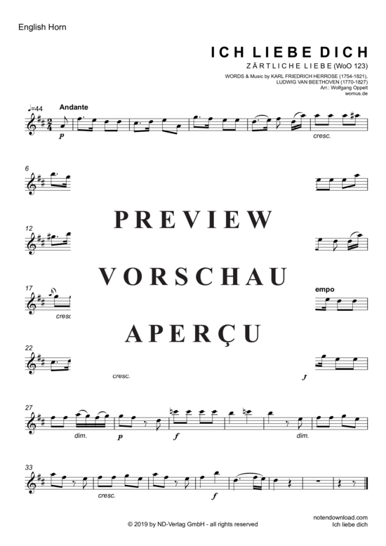 gallery: Ich liebe dich , , (Englischhorn + Klavier/Orgel)