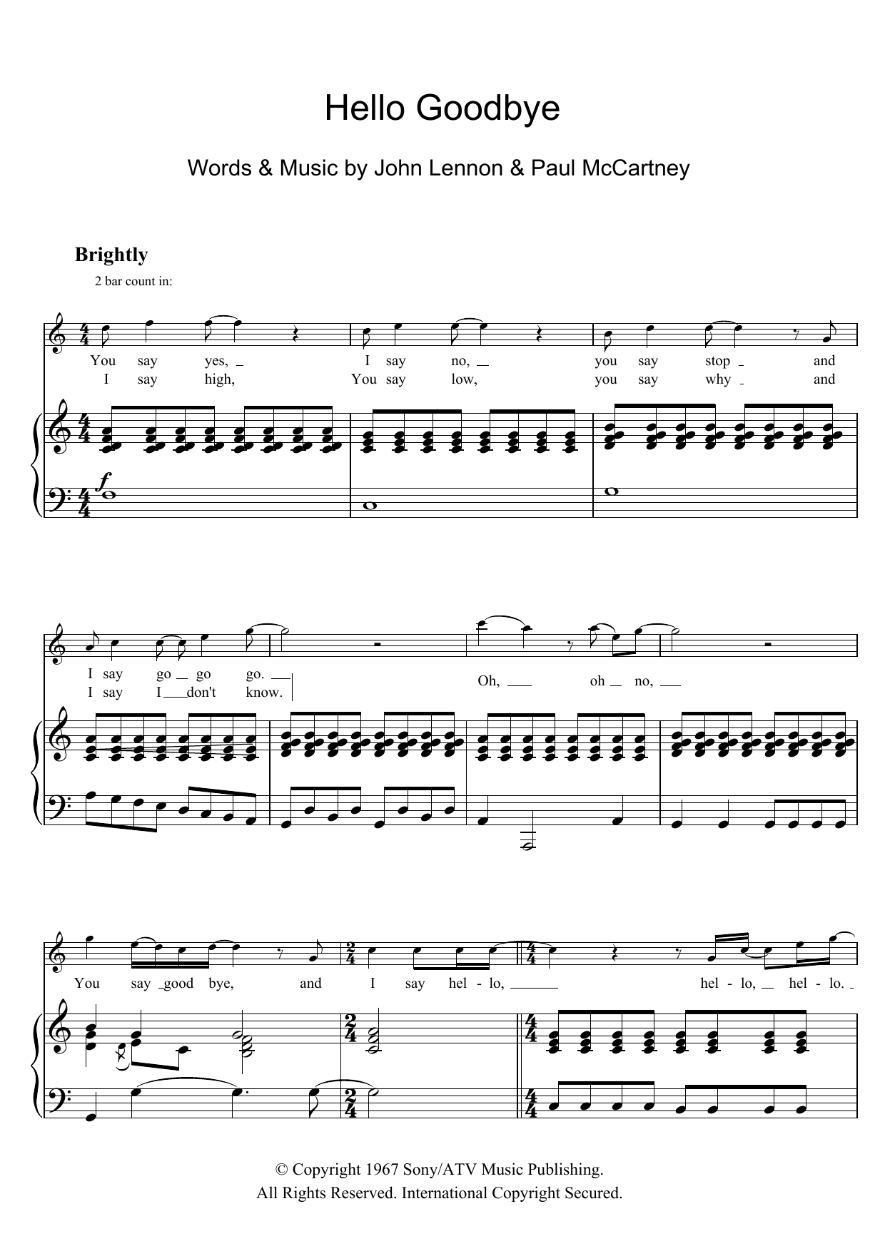 Produktgalerie: Seite 1 von 1 Hello, Goodbye, The Beatles, Gesang, Klavier