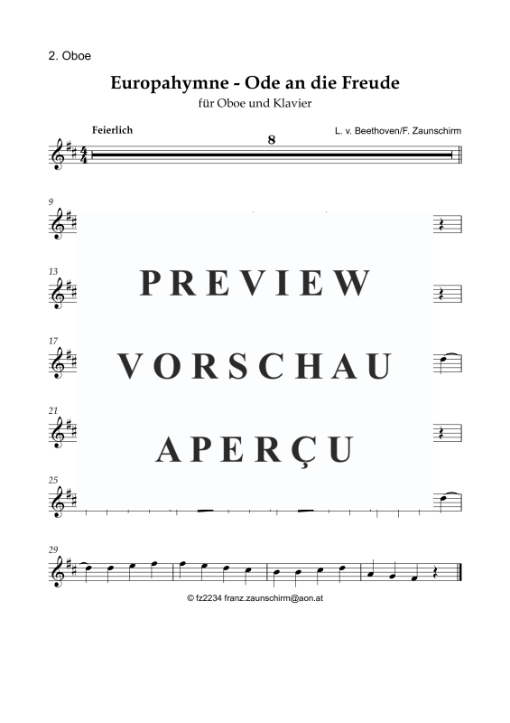 Product gallery: Page 8 of 8 Europhymne - Ode an die Freude, , Oboe and Piano