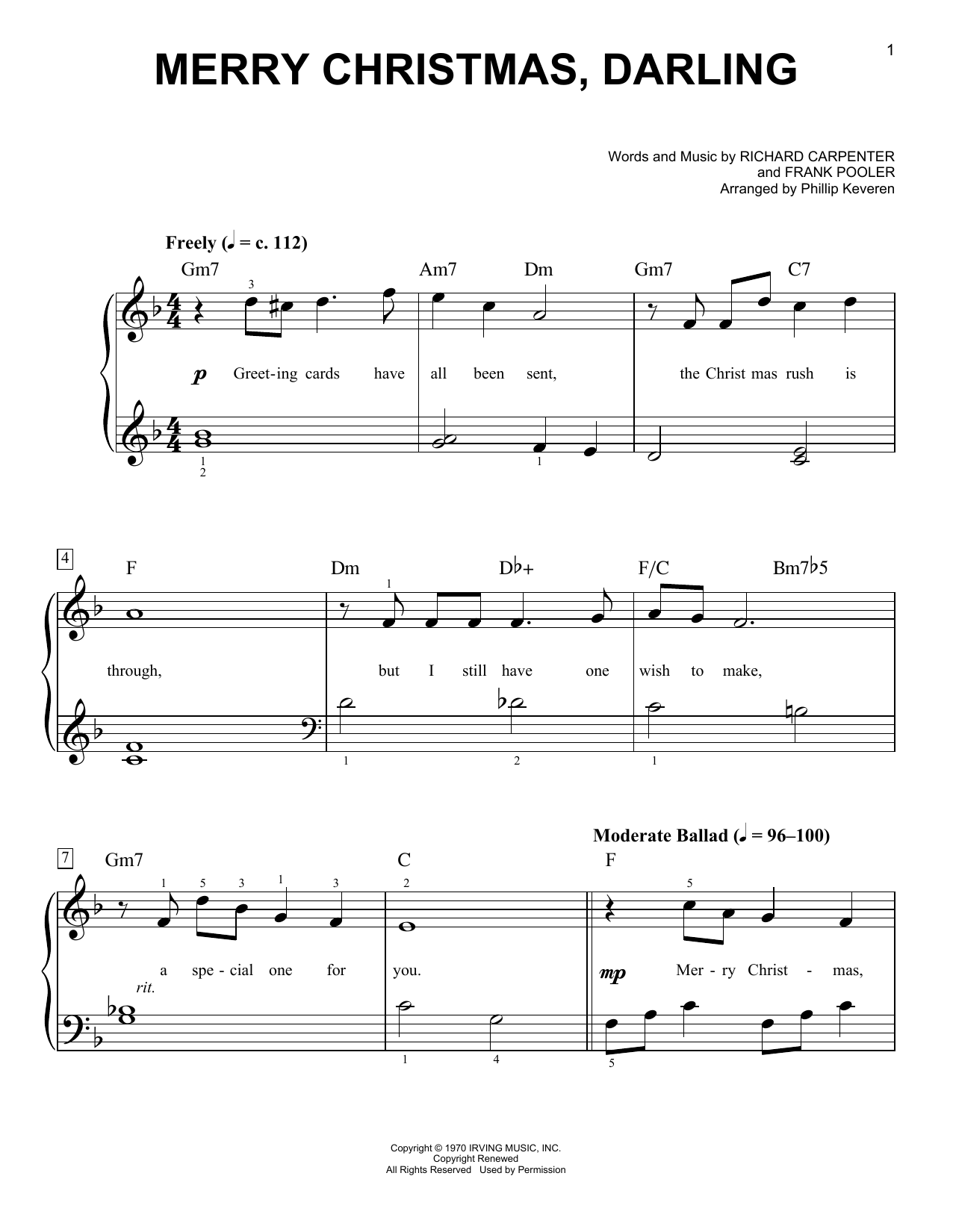 Product picture to: Merry Christmas, Darling (arr. Phillip Keveren)