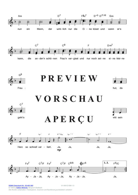 Produktgalerie: Seite 4 von 13 Am Zuckerhut , Schneider, Willy/Carol, Rene/Mac, Danielle, (Melodie-Stimmen in C/B/Es)