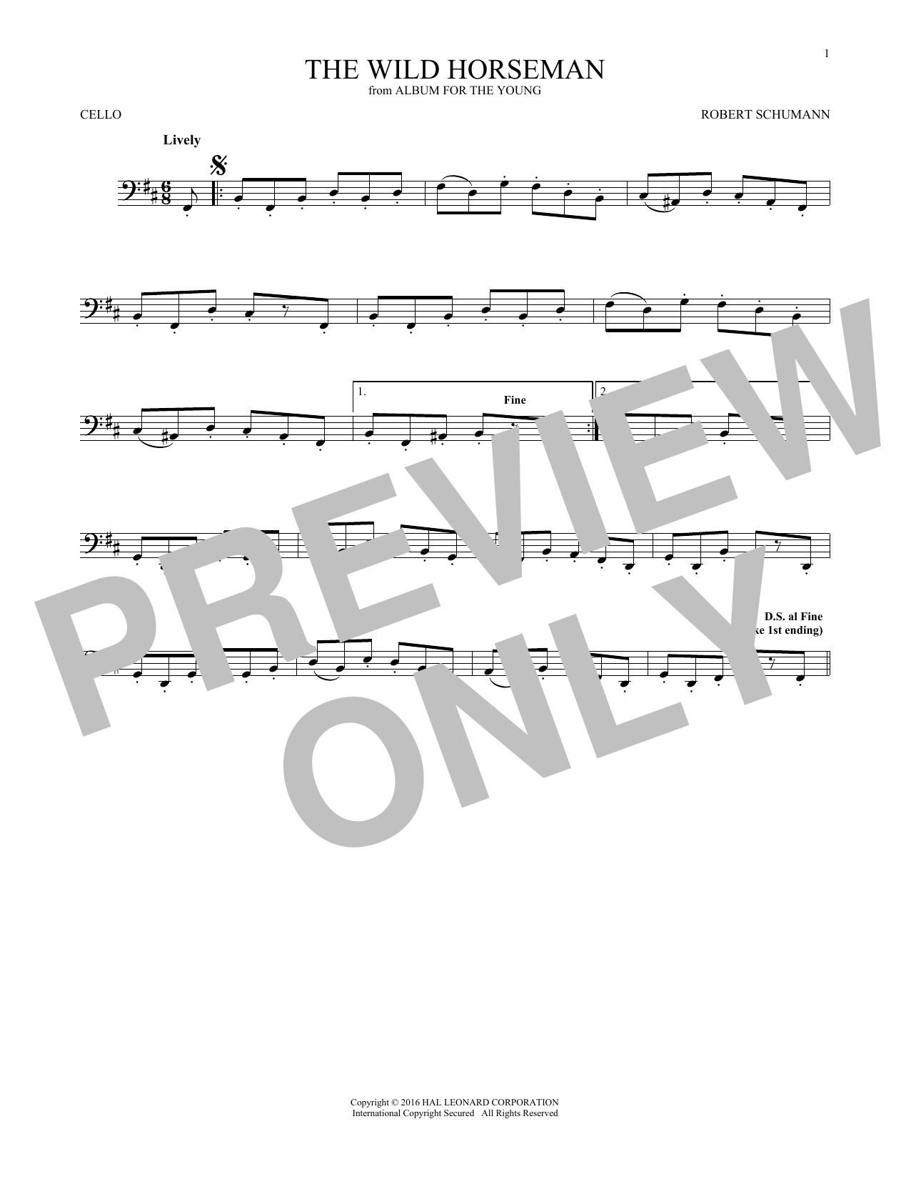 Produktgalerie: Seite 1 von 1 The Wild Horseman (Wilder Reiter), Op. 68, No. 8, Robert Schumann, Violoncello