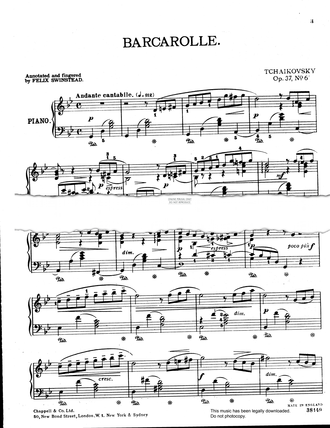 Product picture to: Barcarolle (Op. 37 No.6)