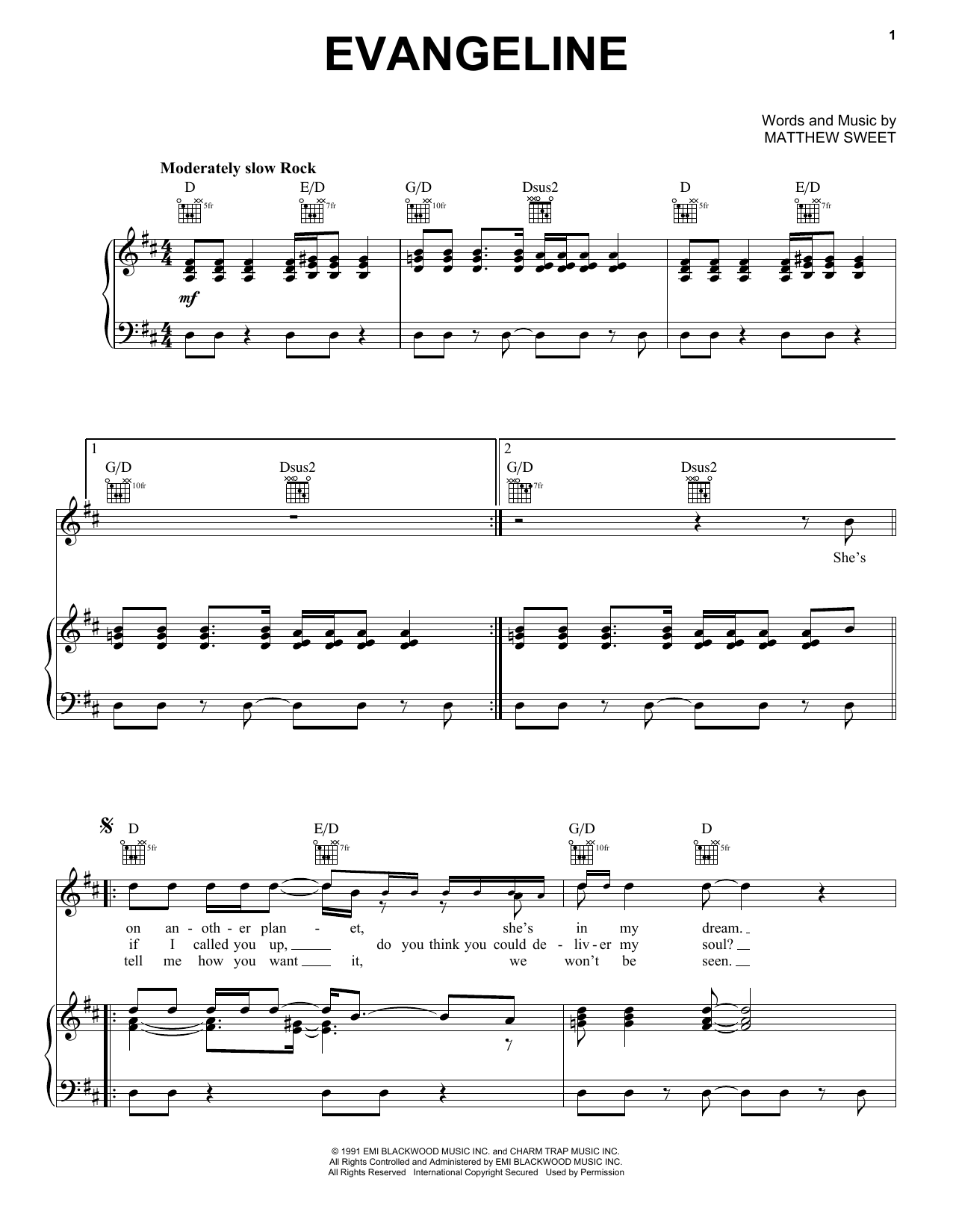 Produktgalerie: Seite 1 von 1 Evangeline, Matthew Sweet, Gesang, Gitarre, Klavier