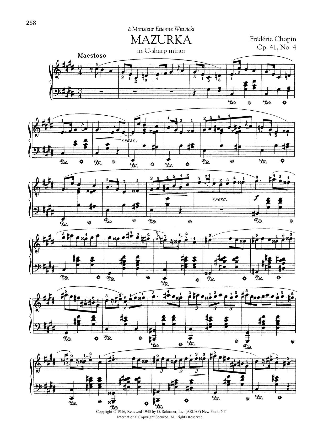 Product gallery: Page 1 of 1 Mazurka in C-sharp minor, Op. 41, No. 4, Frédéric Chopin