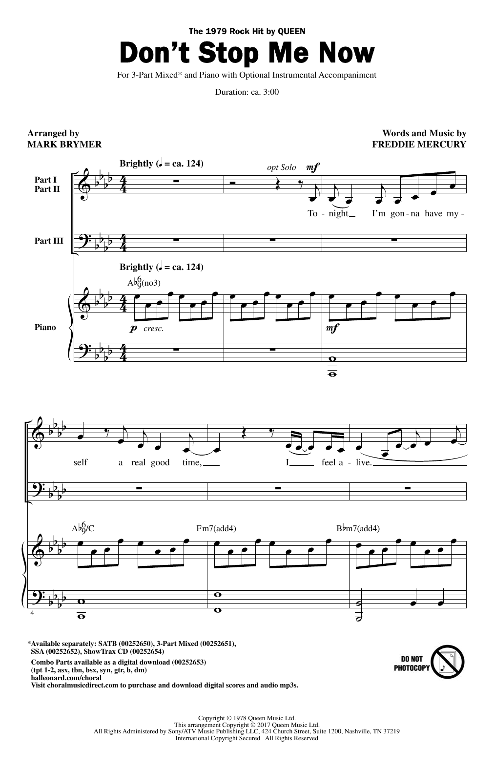 Product picture to: Don't Stop Me Now (arr. Mark Brymer)