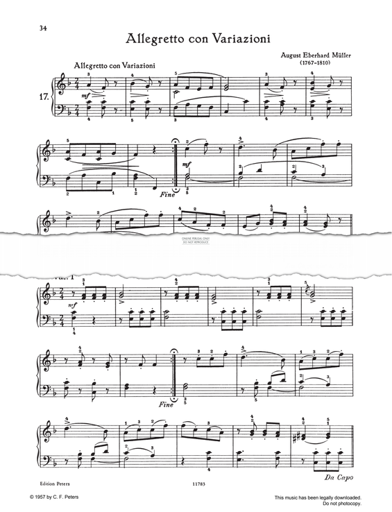 Produktgalerie: Seite 1 von 1 Allegretto con Variazioni F-major, August Eberhard Müller, Klavier