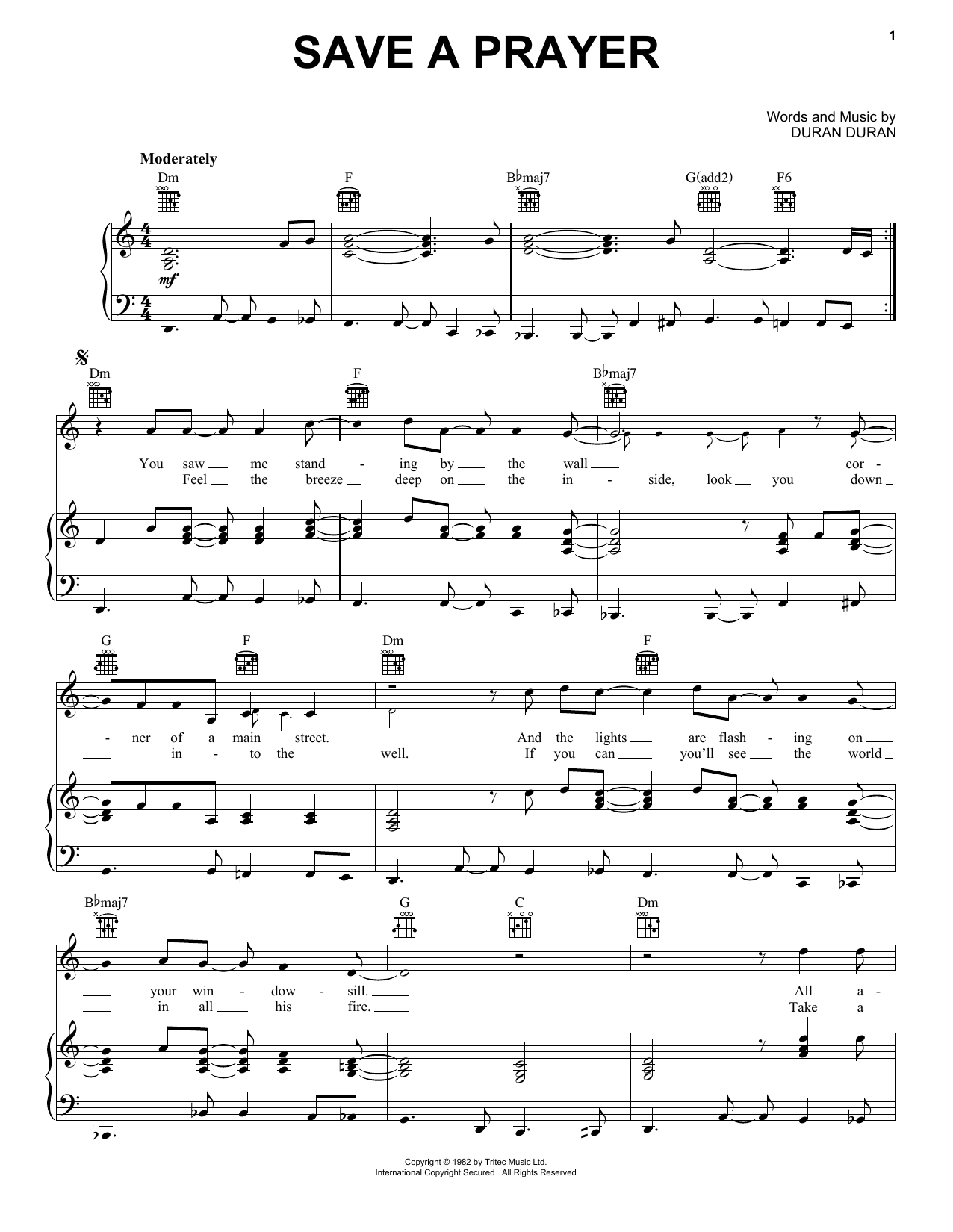 Produktgalerie: Seite 1 von 1 Save A Prayer, Duran Duran, Gesang, Gitarre, Klavier