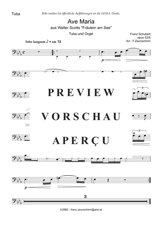 Product picture to: Ave Maria (Tuba Solo + Orgel-Playback) Franz Schubert