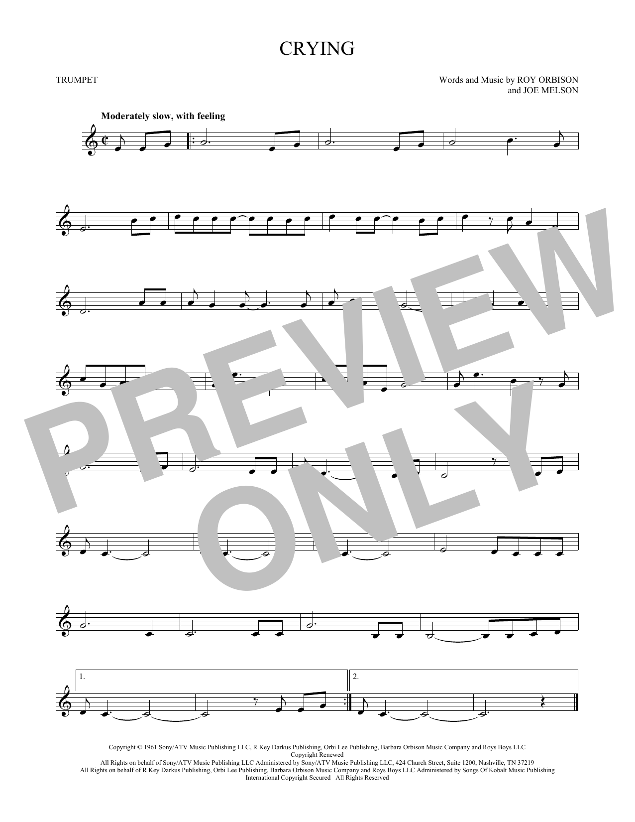 Produktgalerie: Seite 1 von 1 Crying, Roy Orbison, Trompete