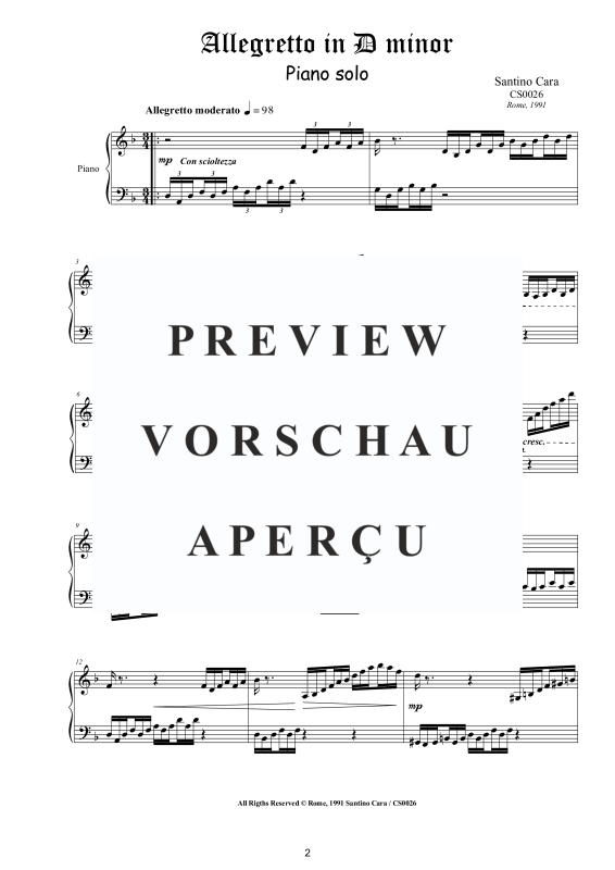 Produktgalerie: Seite 3 von 9 Allegretto in D-Moll, , Klavier Solo