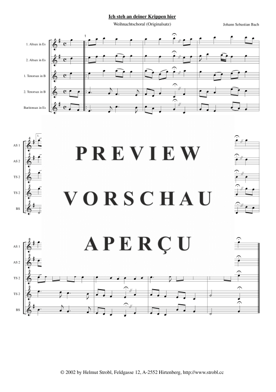 gallery: Ich steh an deiner Krippen hier, , Saxophonquintett AATTB