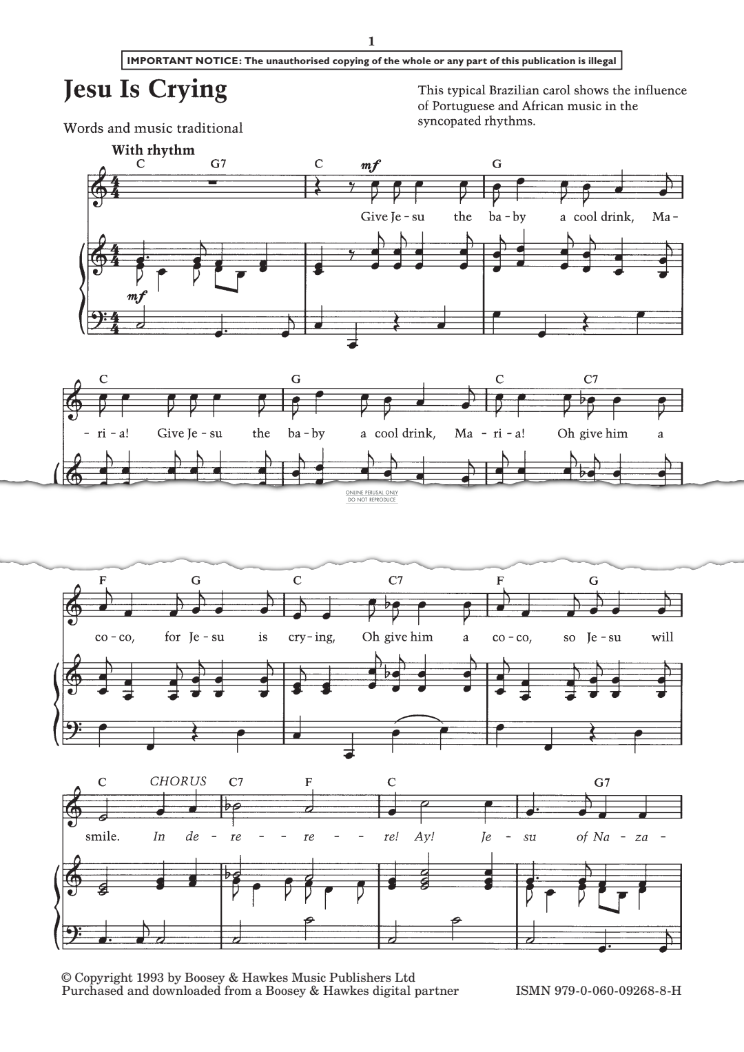 Produktgalerie: Seite 1 von 1 Jesu is crying, Traditional, Gesang, Gitarre, Klavier