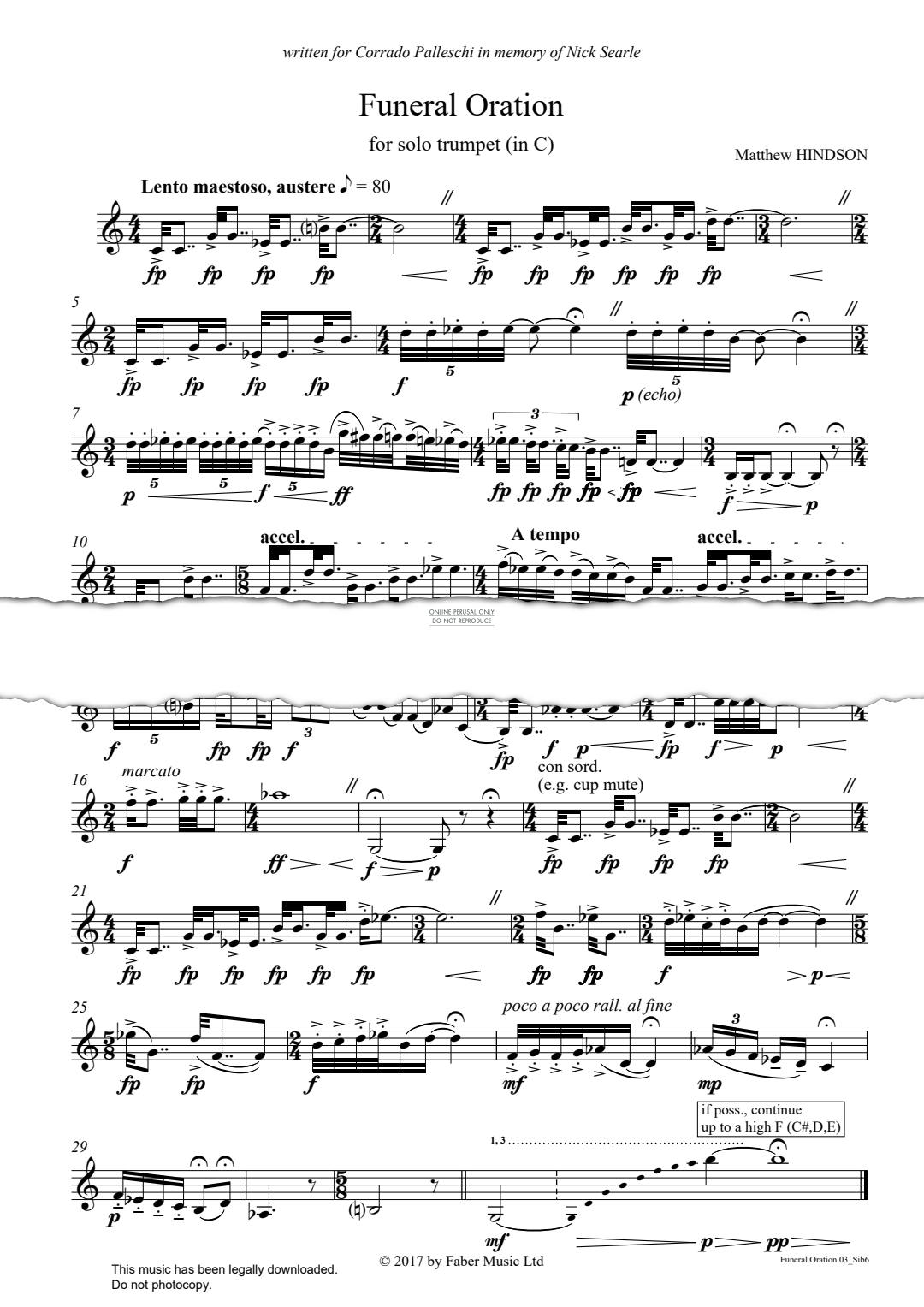 Produktgalerie: Seite 1 von 1 Funeral Oration, Matthew Hindson, Trompete