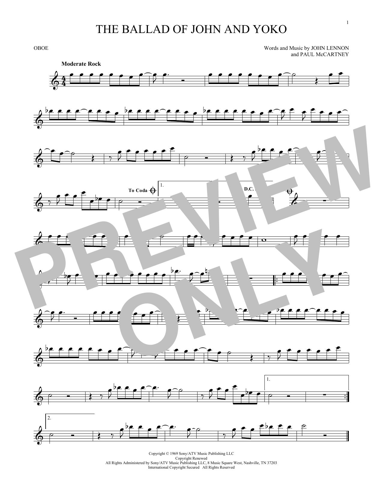 Produktgalerie: Seite 1 von 1 The Ballad Of John And Yoko, The Beatles, Oboe