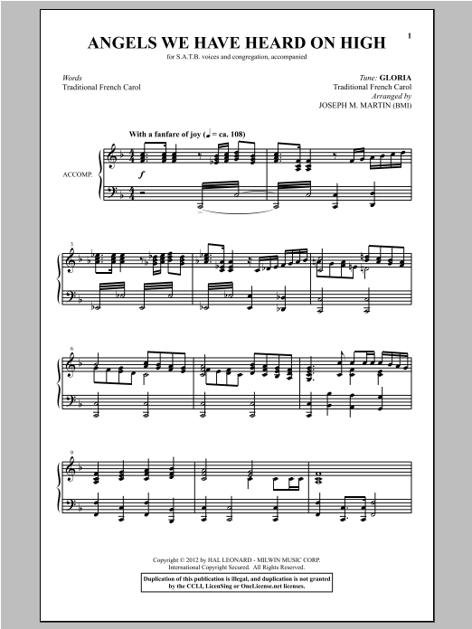 Product gallery: Page 1 of 1 Angels We Have Heard On High (from Carols For Choir And Congregation), Joseph Martin