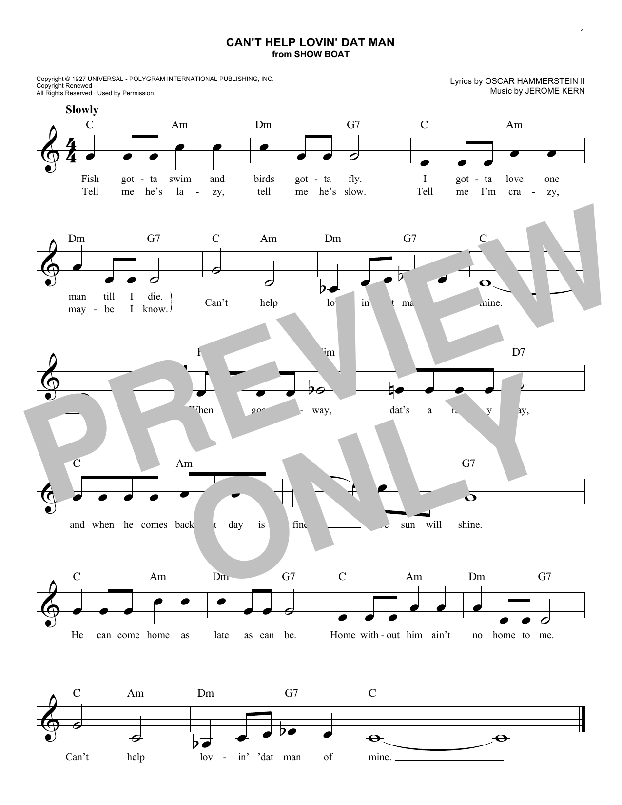 Product picture to: Can't Help Lovin' Dat Man (from Show Boat)