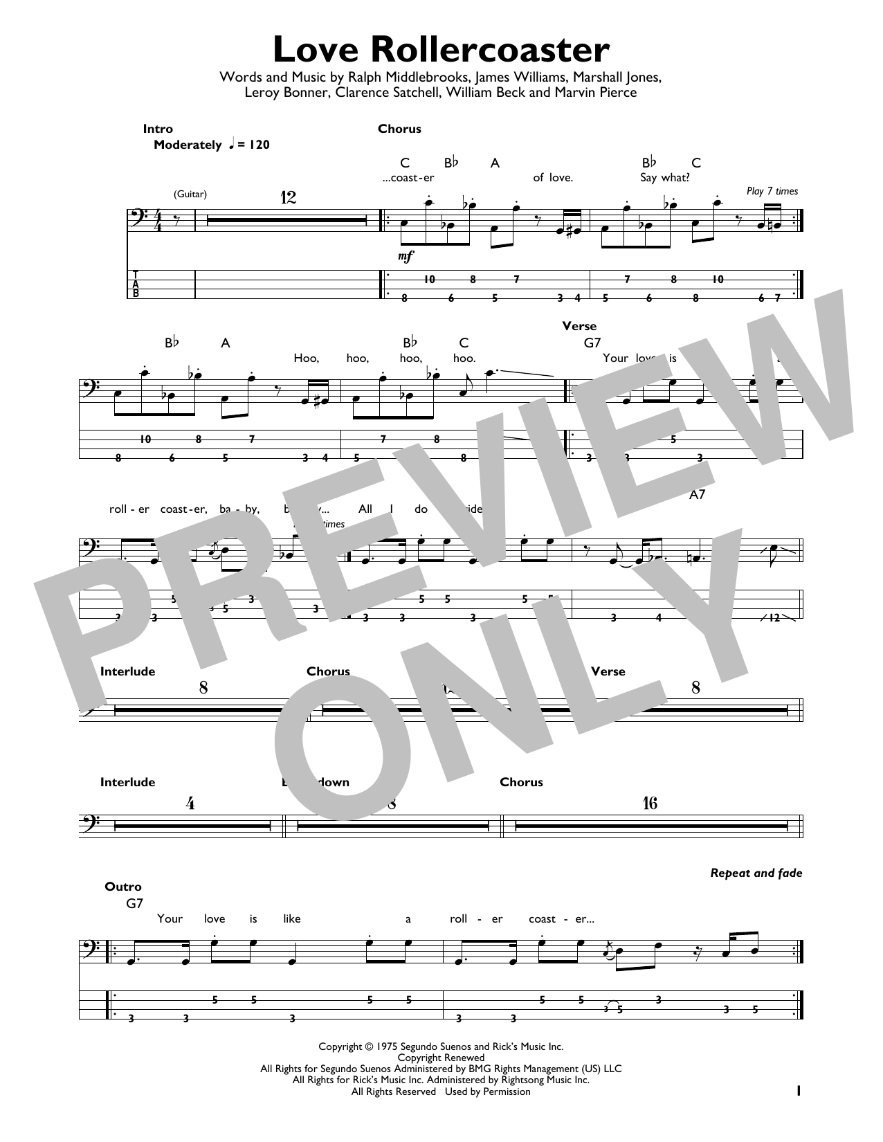 Produktgalerie: Seite 1 von 1 Love Rollercoaster, Ohio Players, E-Bass, Gitarre