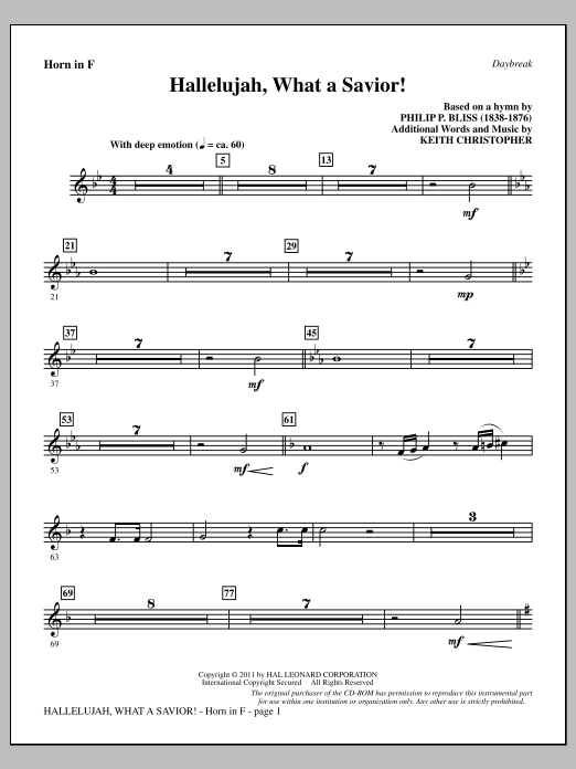 Produktbild zu: Hallelujah, What A Savior! - F Horn